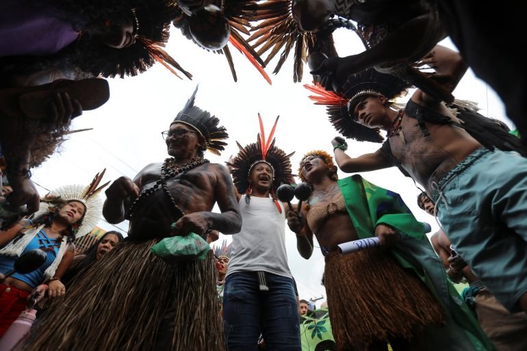 ‘Our land is not for sale’: Indigenous people protest at COP30 in Brazil