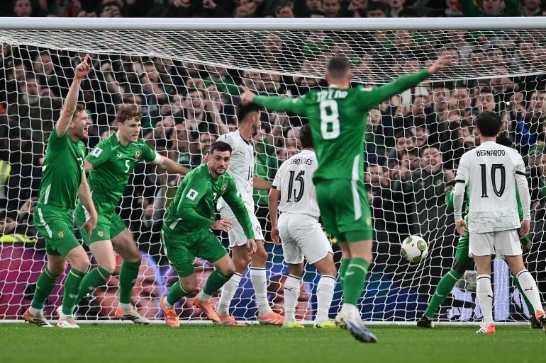 Ronaldo sent off as Ireland stun Portugal to keep World Cup hopes alive