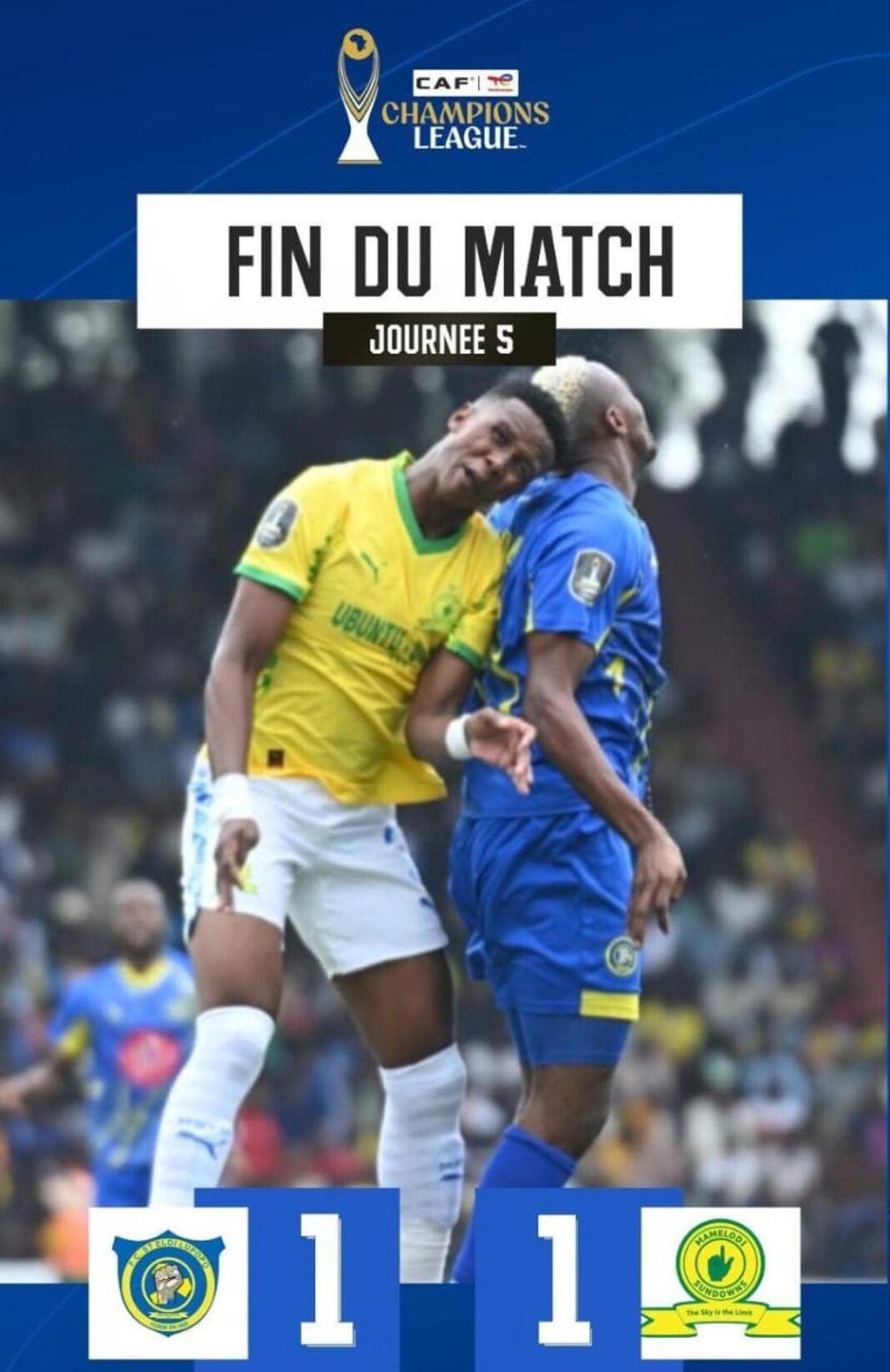 CAF-C1 : FC Lupopo stagne à la dernière place après son nul face à Mamelodi Sundowns