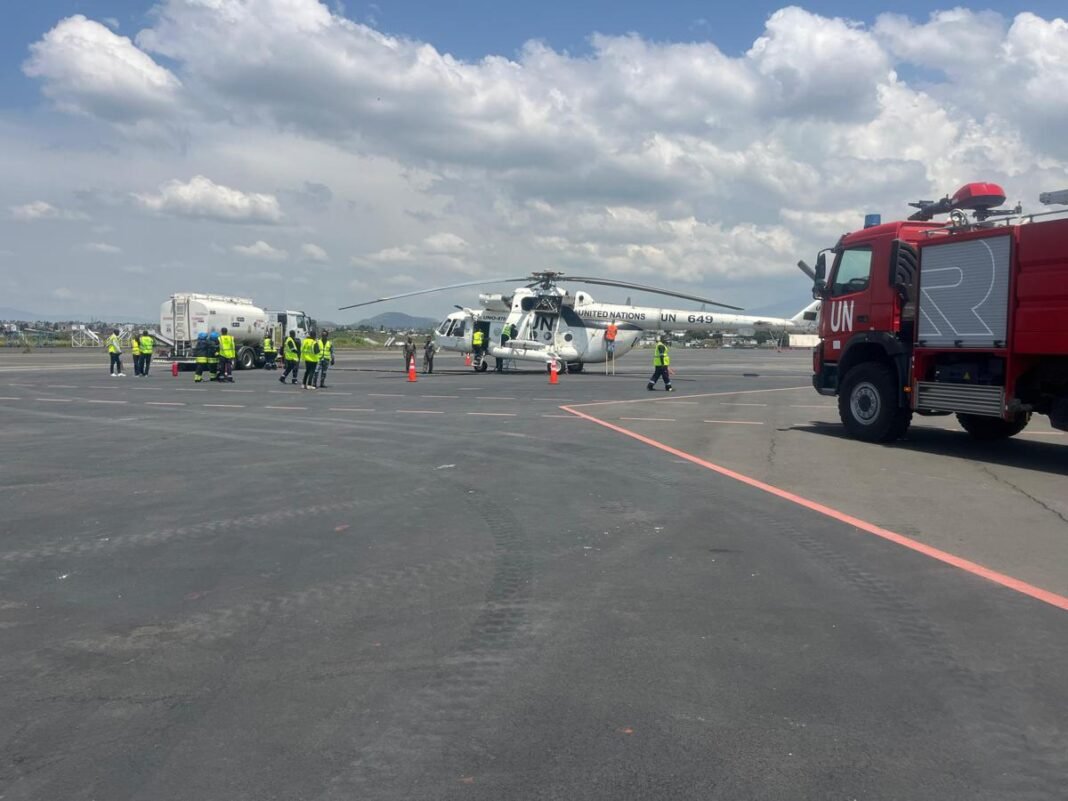 Premier atterrissage d’un hélicoptère de la MONUSCO à Goma depuis un an