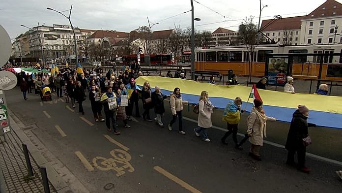 Civil organisations rally in Budapest to mark four years of Russia’s full-scale invasion of Ukraine