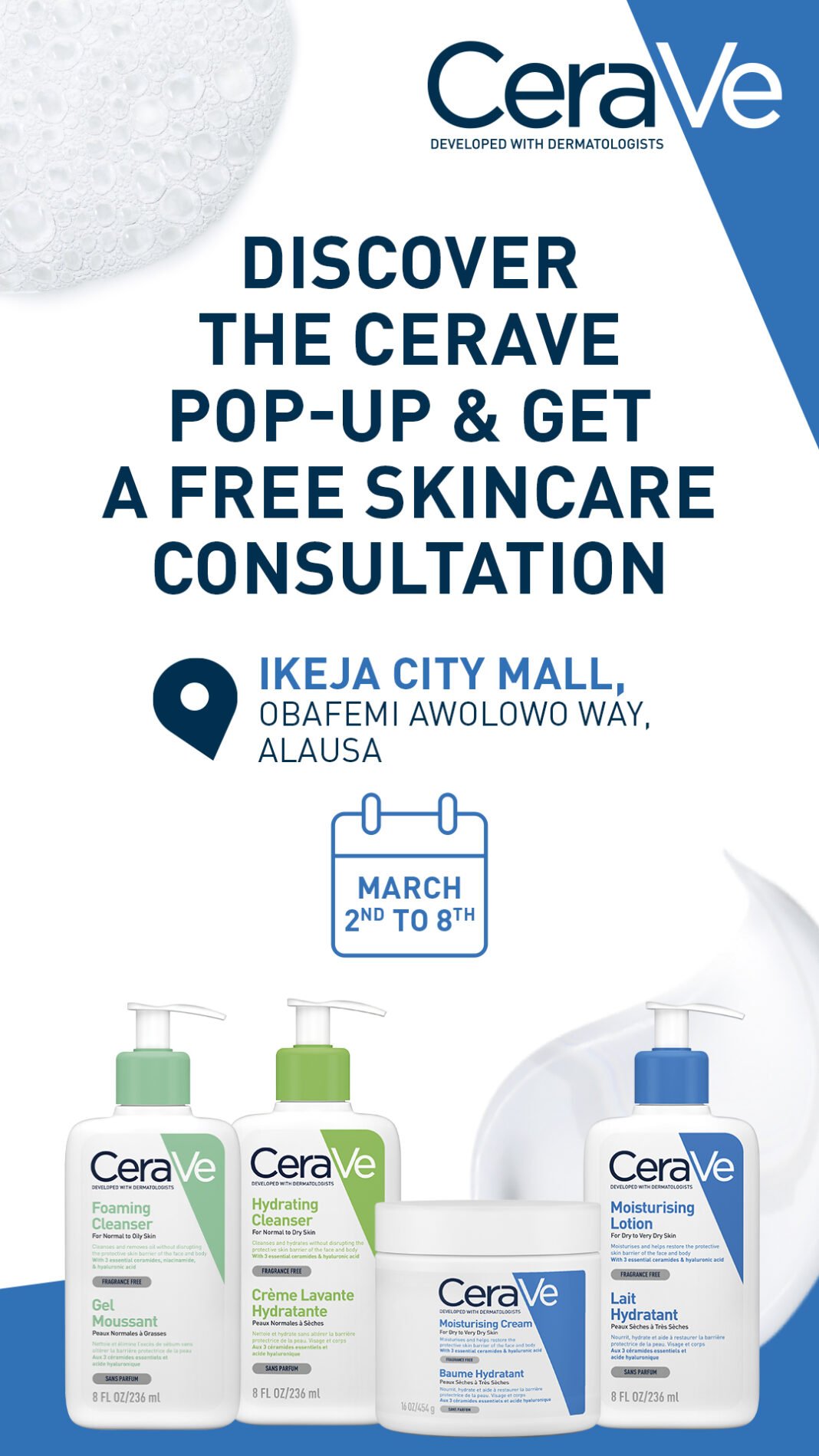 CeraVe Brings Its Dermatologist-Developed Skincare Experience to Ikeja City Mall This March