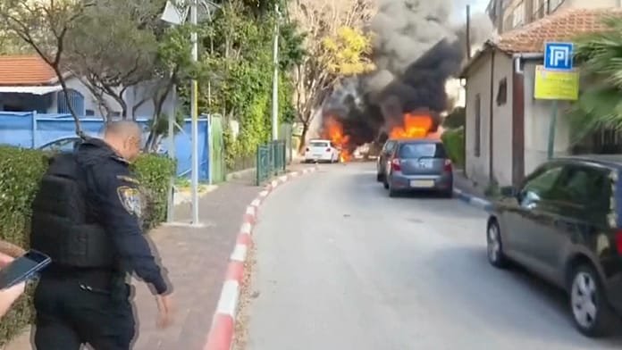 Emergency services respond to fire in central Israel after Iranian missile attack