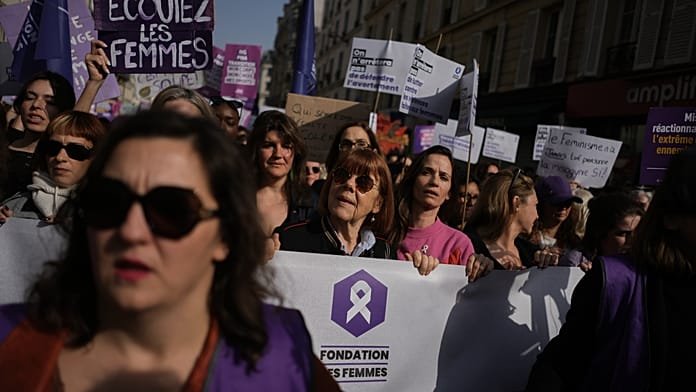 Thousands march in Paris for women’s rights, led by rape survivor Gisèle Pelicot