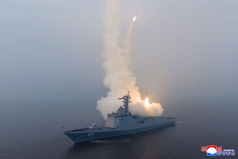 North Korea’s Kim oversees cruise missile tests from new naval destroyer