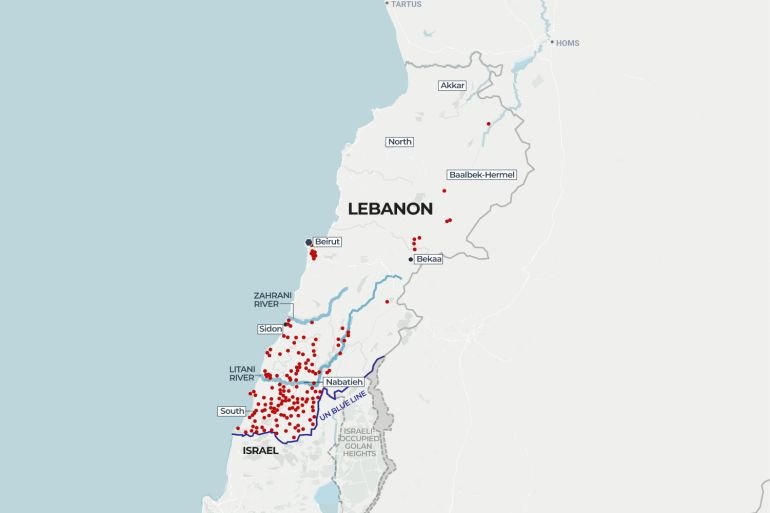 Mapping Israeli attacks and the displacement of one million in Lebanon