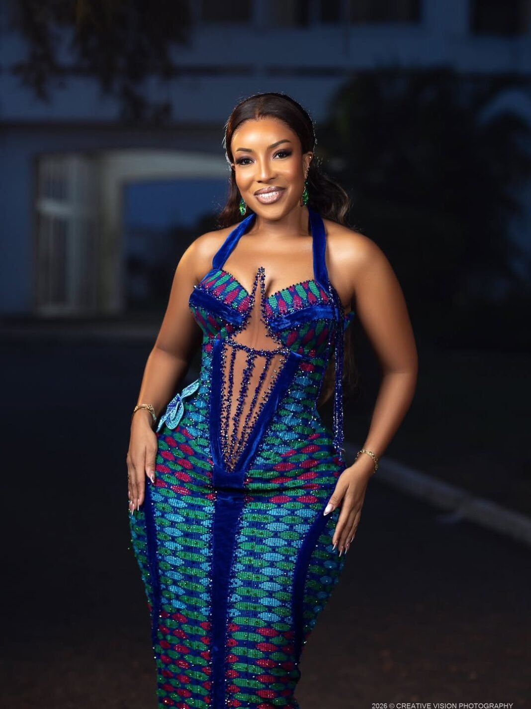 Joselyn Dumas Marked Ghana’s 69th Independence Day in a Beaded Kente Corset Gown | See Photos