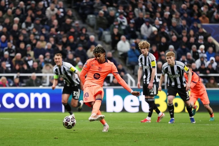Late Yamal penalty earns Barcelona draw at Newcastle in Champions League