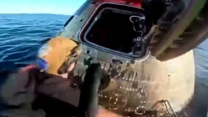 New video shows moment Orion capsule hatch opens after splashdown
