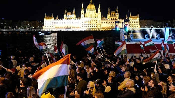 Hungary election: Supporters of Peter Magyar’s party celebrate in Budapest