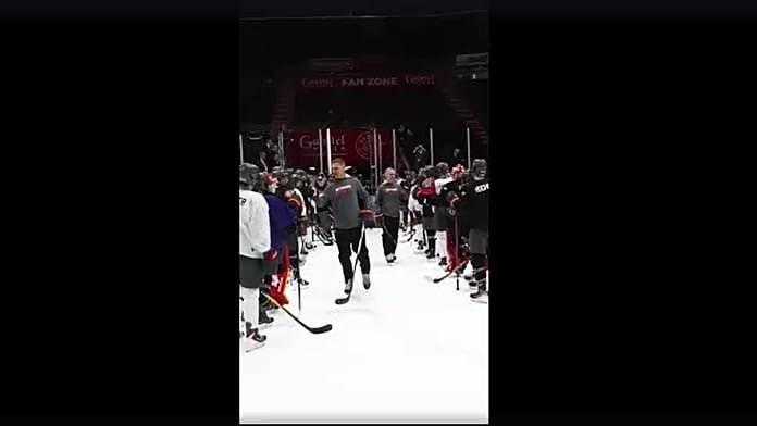 Canada’s Mark Carney, Finland’s Alexander Stubb play hockey during official visit