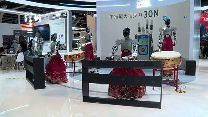 Humanoid robots box and perform at Hong Kong AI and robotics fair