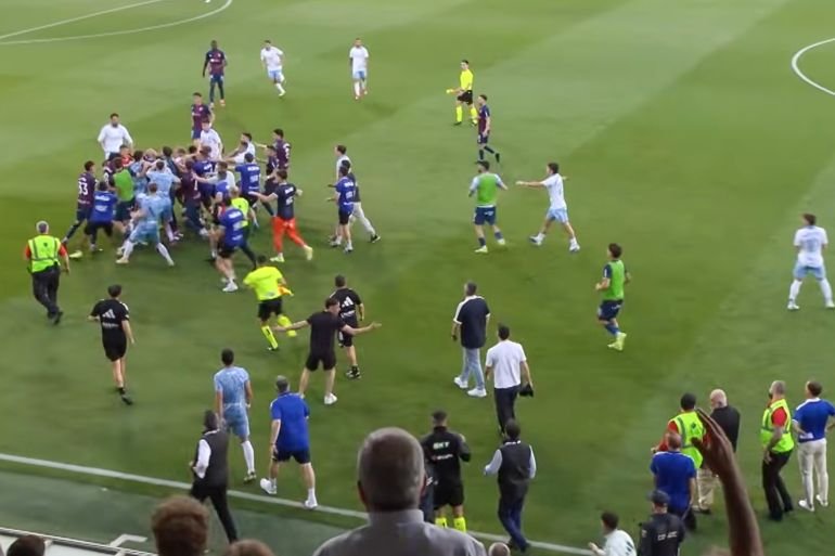 Zaragoza goalkeeper punches player, sparks brawl in La Liga 2 derby match