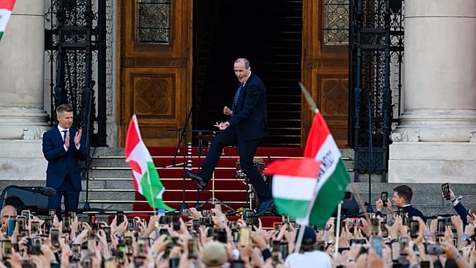 Hungary’s next health minister Zsolt Hegedűs dances at Magyar celebration