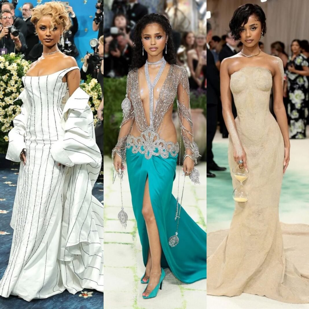 Sand, Pinstripes, and Peacock Feathers: Tyla’s Met Gala Journey So Far