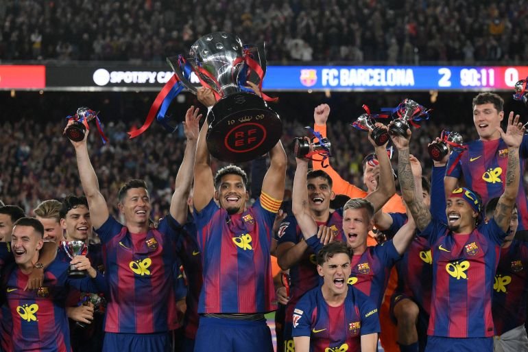 Barcelona beat Real Madrid 2-0 in El Clasico to retain La Liga title